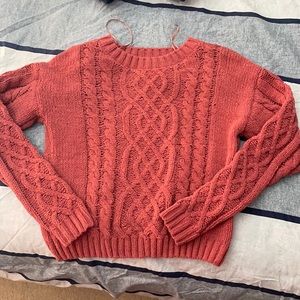 Love Tree Small Knit Crewneck Sweater (pink/red)